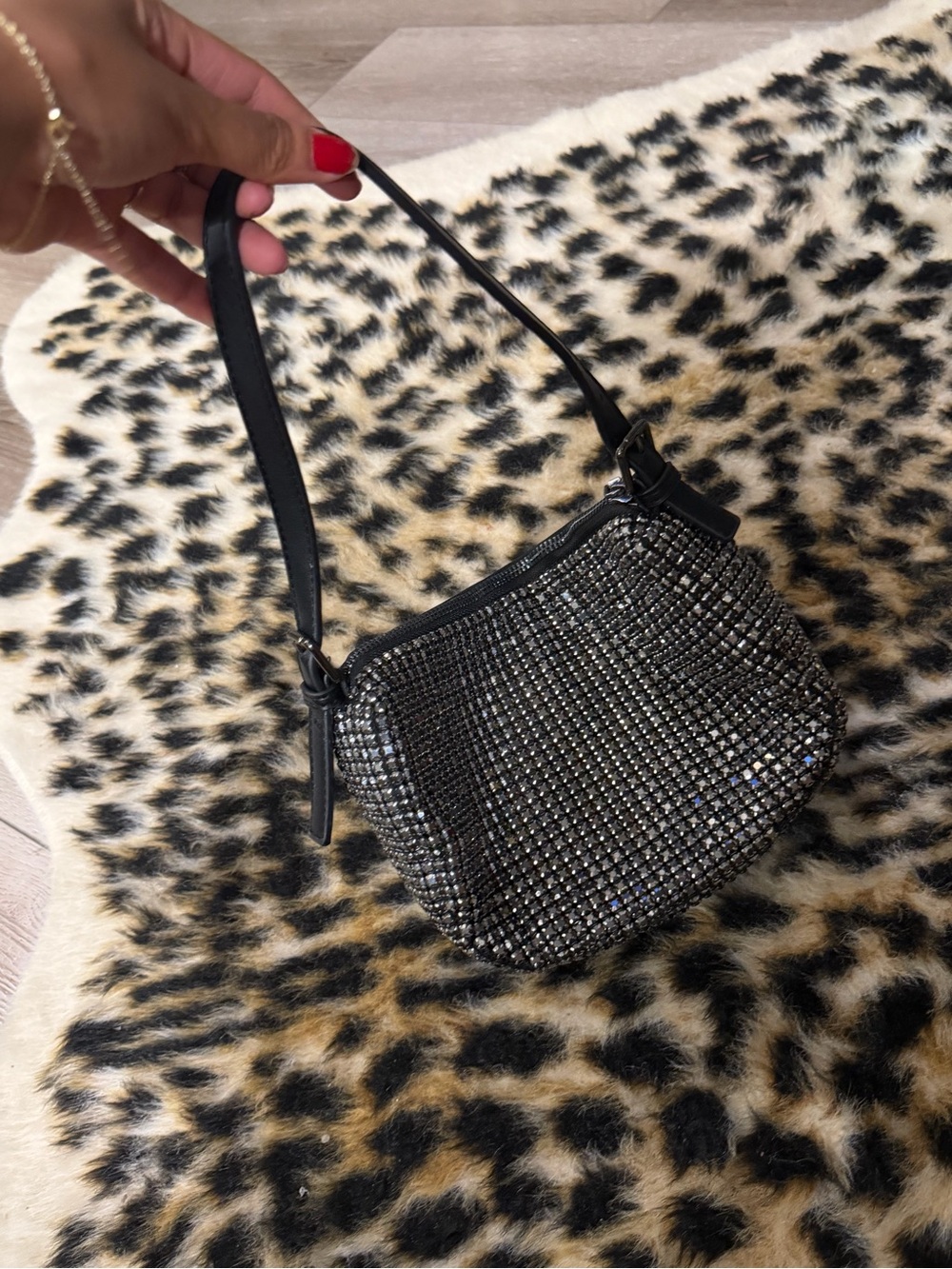 Black Rhinestone Evening Shoulder Bag